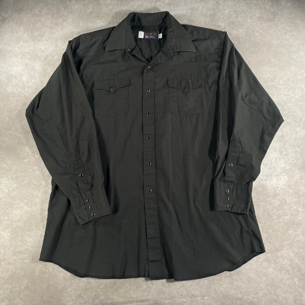 80’s 90’s VTG Panhandle Slim Western Black Long Sleeve Snap Button Down